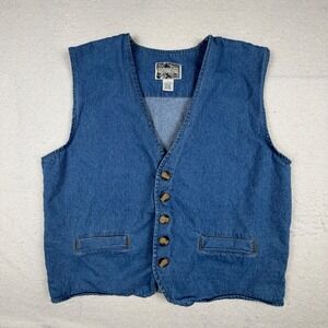 Vintage Property Denim Vest Mens Large Blue Cotton Cinch Back Workwear Gilet